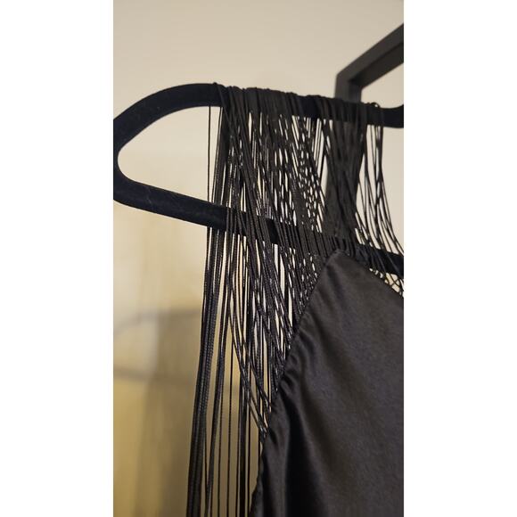 Max Mara Elegant Black Fringe-String One-Shoulder Dress Women’s 4 NWT - Picture 5 of 12
